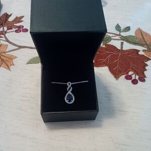 Lab-Created Sapphire Necklace with 18 in sterling silver chain